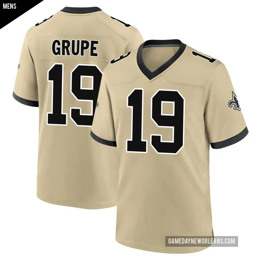 Men's New Orleans Saints ＃19 Blake Grupe Gold Game day s Alternate Jersey