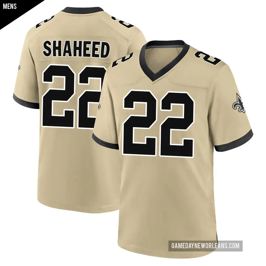 Men's New Orleans Saints ＃22 Rashid Shaheed Gold Game day s Alternate Jersey