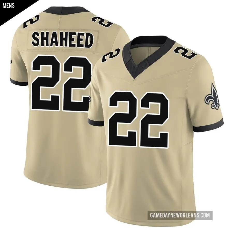 Men's New Orleans Saints ＃22 Rashid Shaheed Gold Limited Alternate Gameday s Alternate Vapor F.U.S.E. Jersey