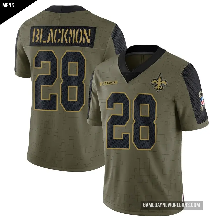 Men's New Orleans Saints ＃28 Julian Blackmon Olive Limited 2021 Salute To Service Jersey