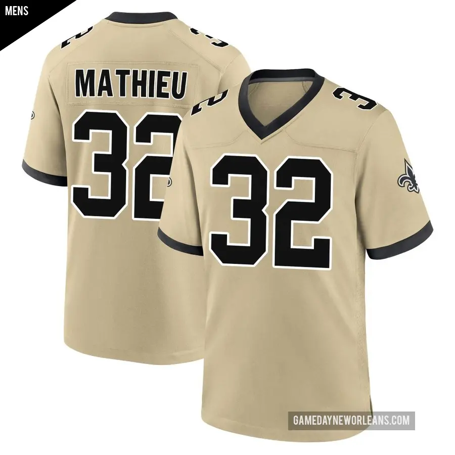 Men's New Orleans Saints ＃32 Tyrann Mathieu Gold Game day s Alternate Jersey