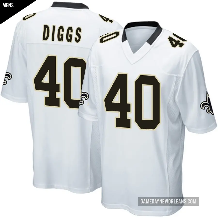 Men's New Orleans Saints ＃40 Fadil Diggs White Game Jersey