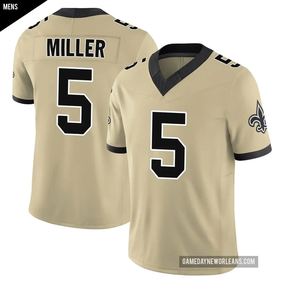 Men's New Orleans Saints ＃5 Kendre Miller Gold Limited Alternate Gameday s Alternate Vapor F.U.S.E. Jersey