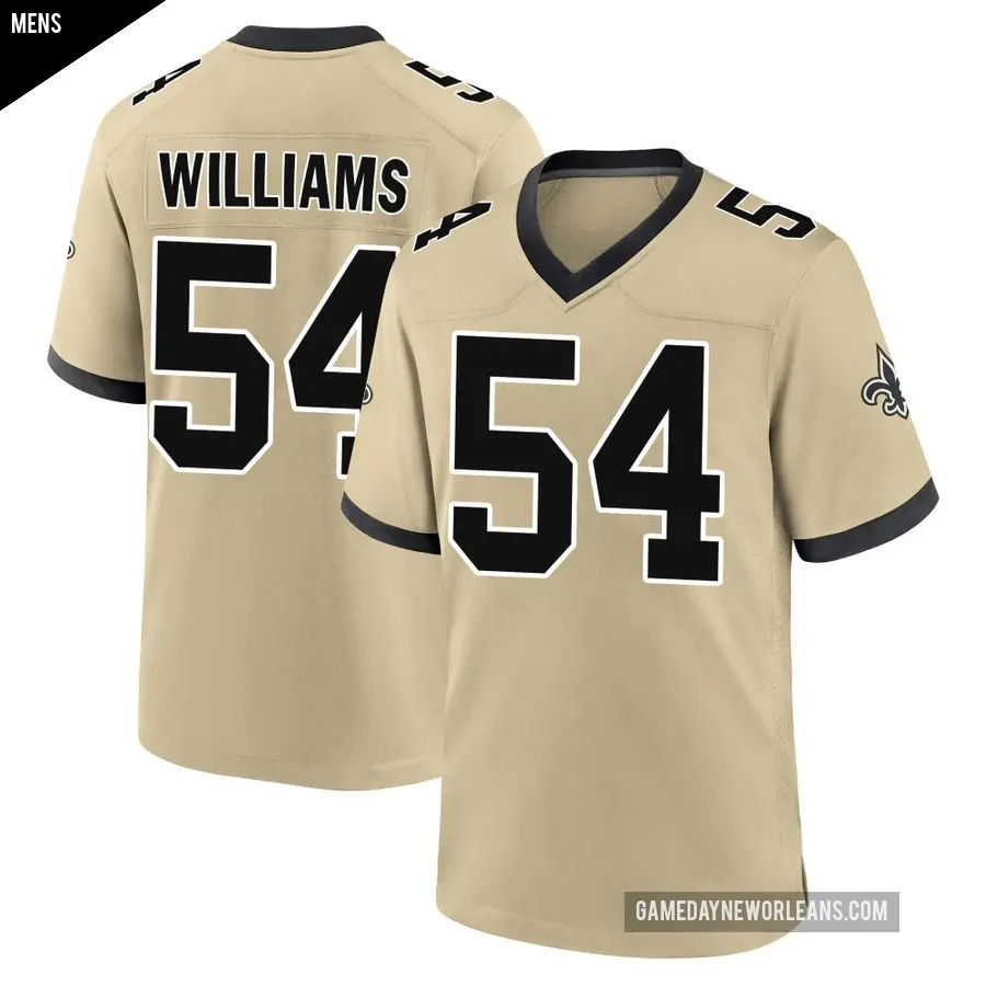 Men's New Orleans Saints ＃54 Jonah Williams Gold Game day s Alternate Jersey