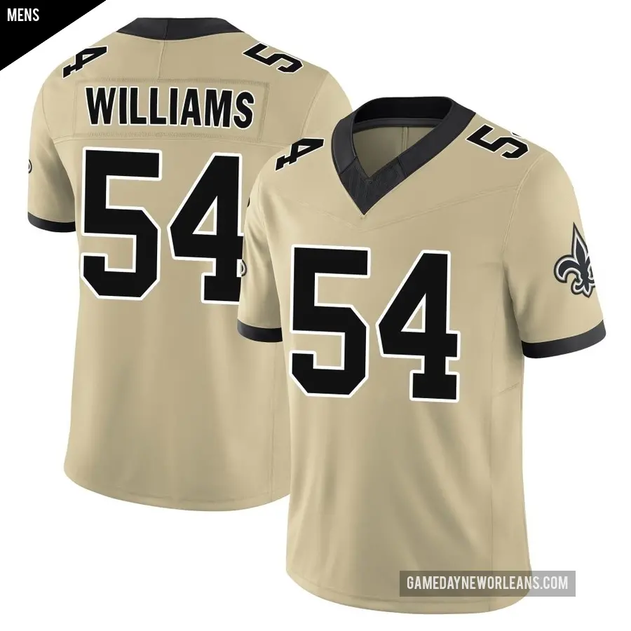 Men's New Orleans Saints ＃54 Jonah Williams Gold Limited Alternate Gameday s Alternate Vapor F.U.S.E. Jersey