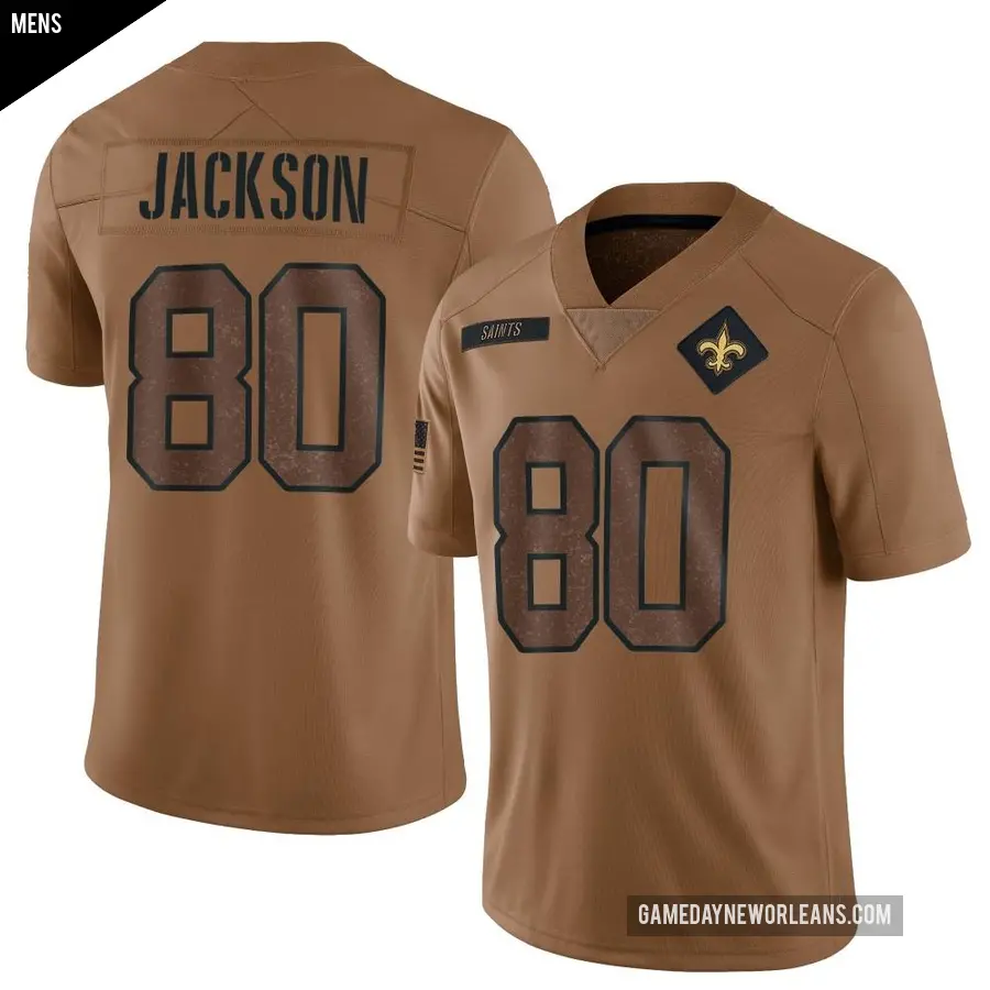 Men's New Orleans Saints ＃80 Jermaine Jackson Brown Limited 2023 Salute To Service Jersey