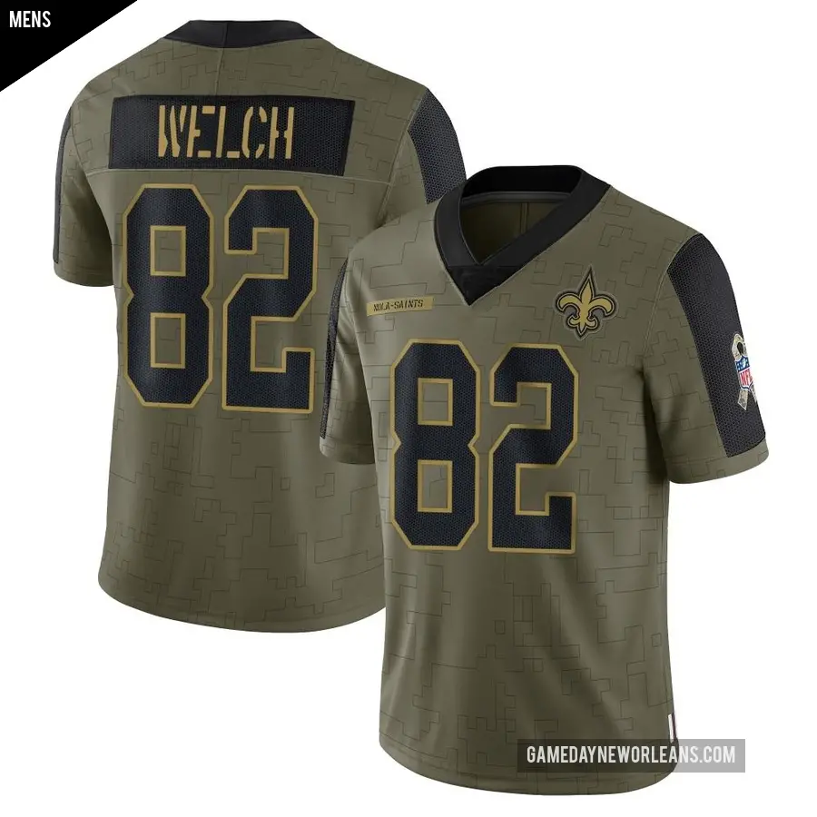 Men's New Orleans Saints ＃82 Treyton Welch Olive Limited 2021 Salute To Service Jersey