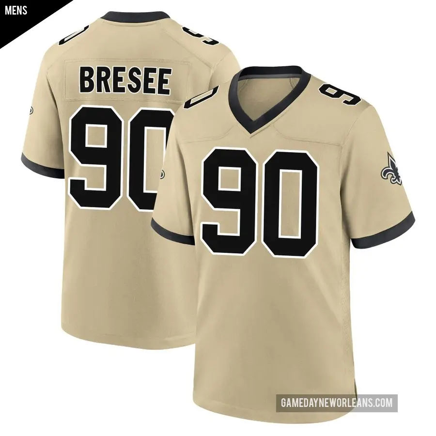 Men's New Orleans Saints ＃90 Bryan Bresee Gold Game day s Alternate Jersey