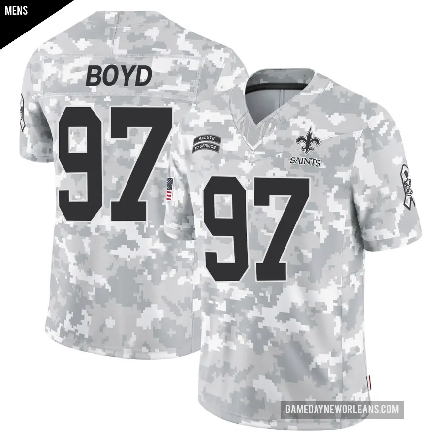 Men's New Orleans Saints ＃97 Khristian Boyd Arctic Camo Limited 2024 Salute to Service Jersey