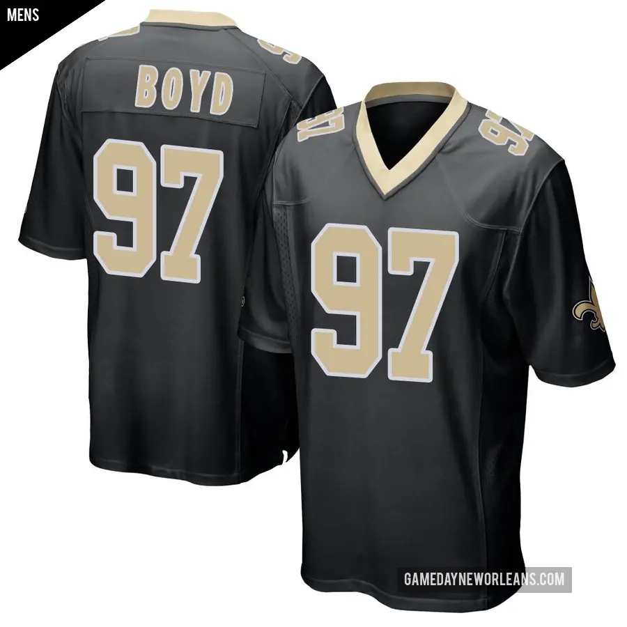 Men's New Orleans Saints ＃97 Khristian Boyd Black Game Team Color Jersey