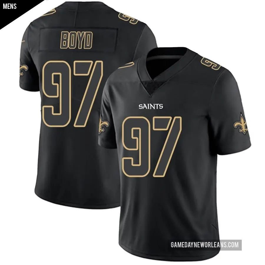 Men's New Orleans Saints ＃97 Khristian Boyd Black Impact Limited Jersey