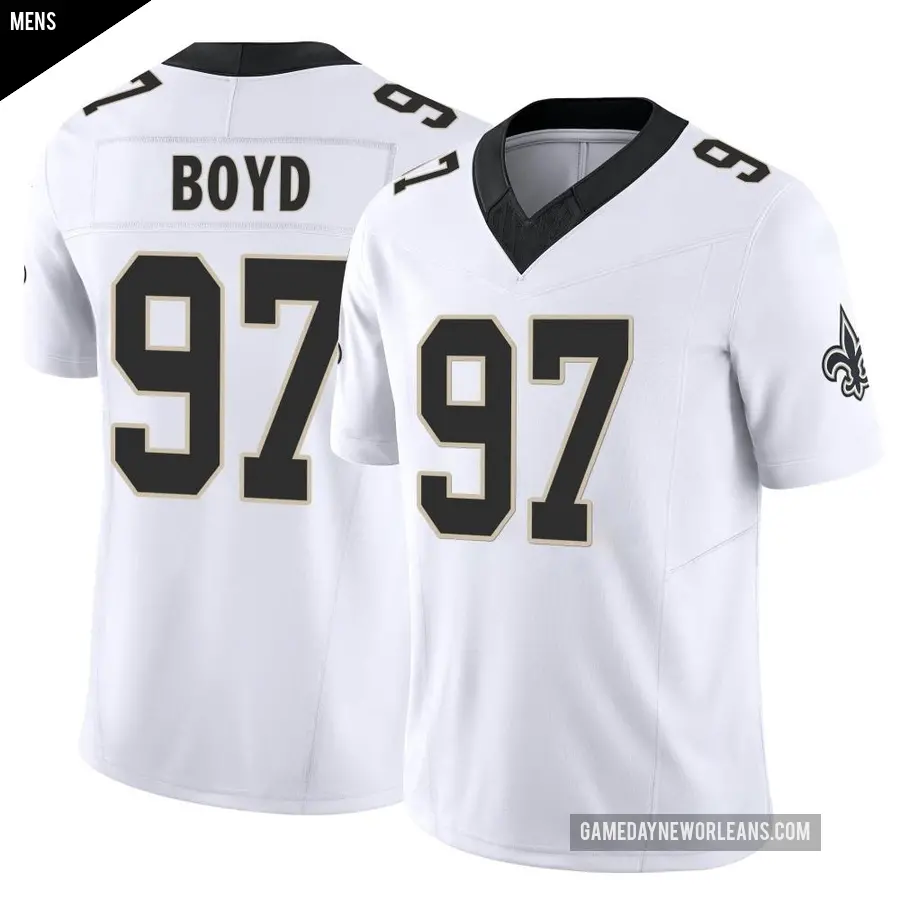 Men's New Orleans Saints ＃97 Khristian Boyd White Limited Vapor F.U.S.E. Jersey
