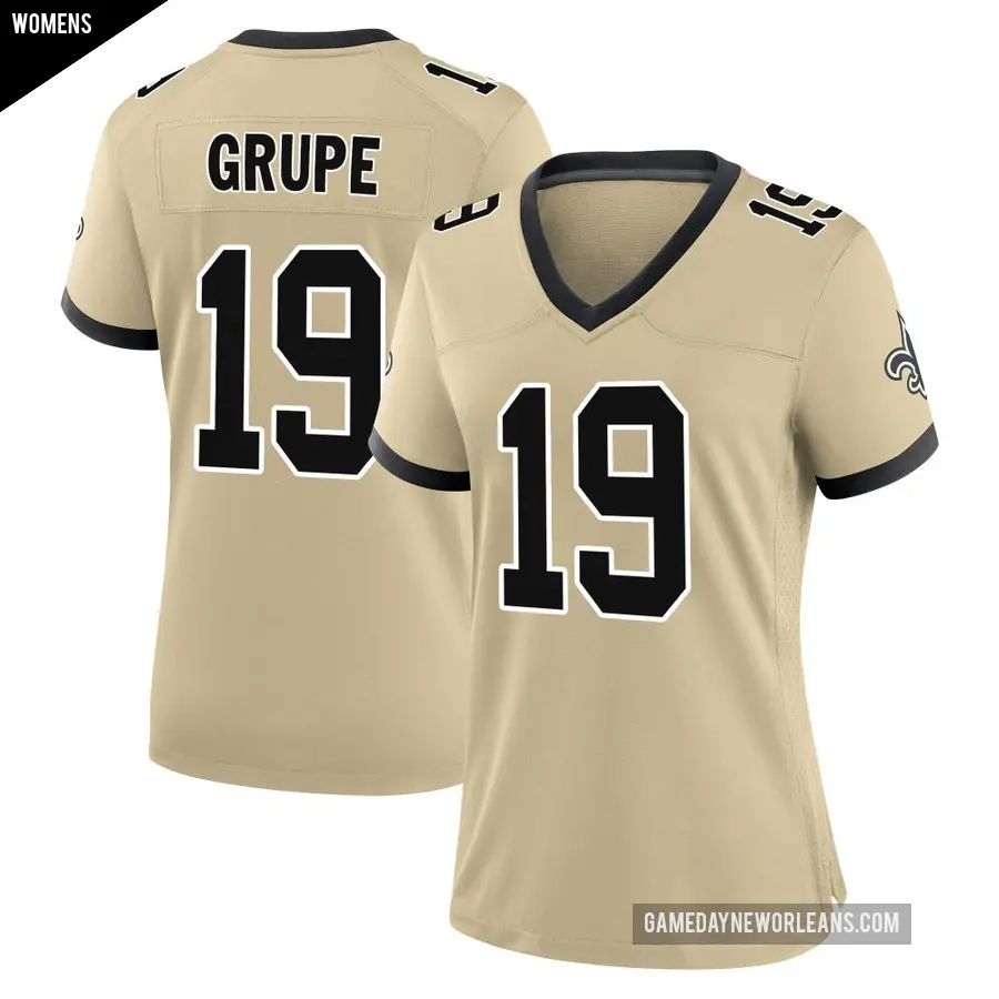 Women's New Orleans Saints ＃19 Blake Grupe Gold Game day s Alternate Jersey