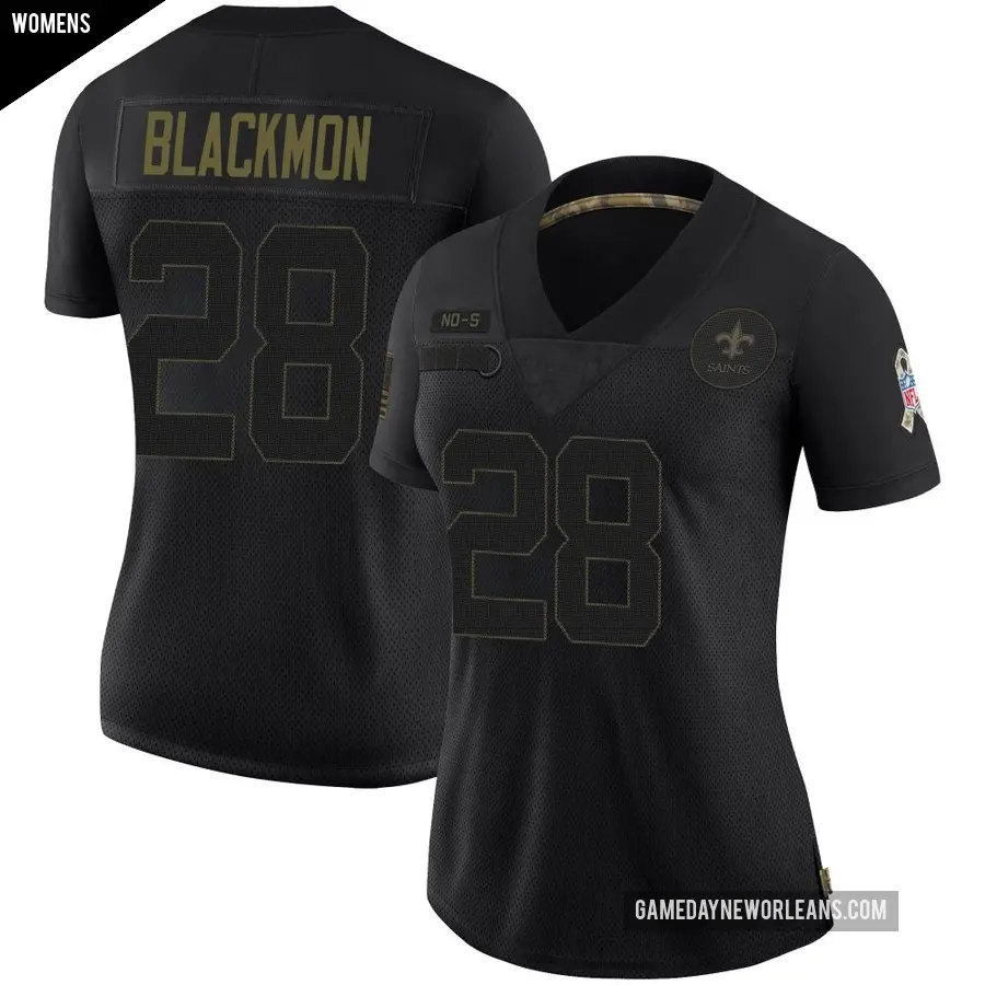 Women's New Orleans Saints ＃28 Julian Blackmon Black Limited 2020 Salute To Service Jersey