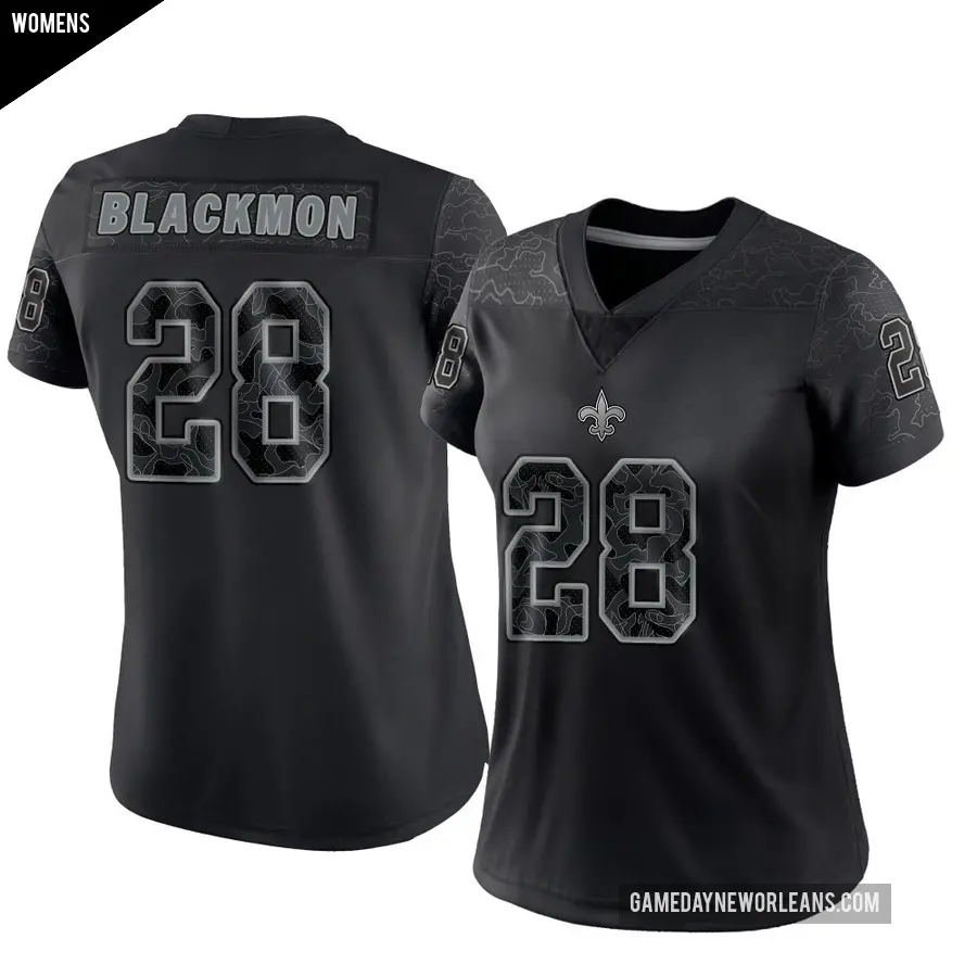 Women's New Orleans Saints ＃28 Julian Blackmon Black Limited Reflective Jersey
