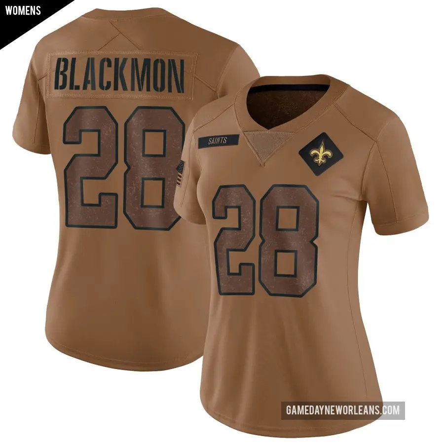 Women's New Orleans Saints ＃28 Julian Blackmon Brown Limited 2023 Salute To Service Jersey