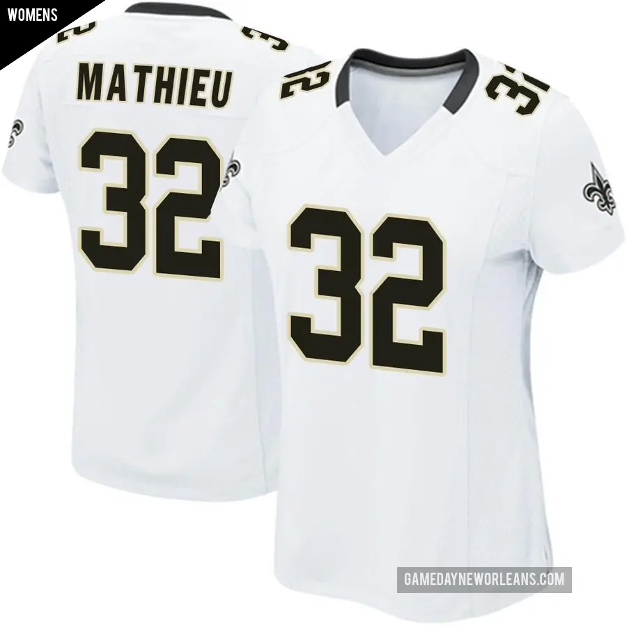 Women's New Orleans Saints ＃32 Tyrann Mathieu White Game Jersey