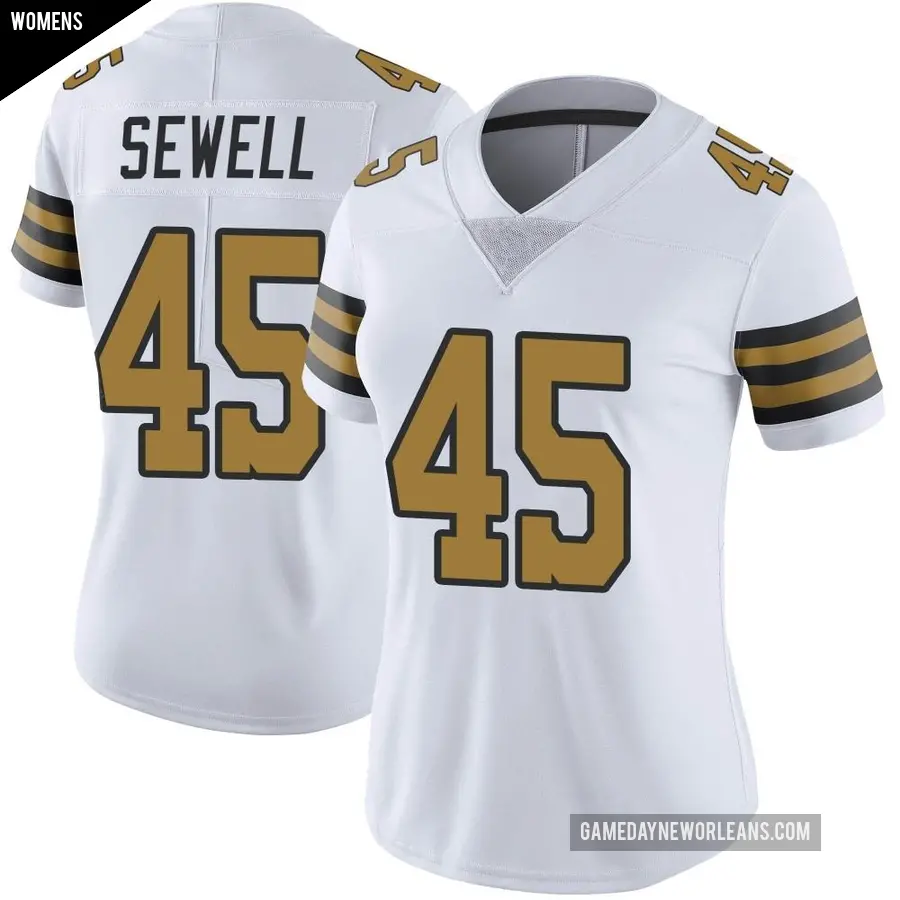 Women's New Orleans Saints ＃45 Nephi Sewell White Limited Color Rush Jersey