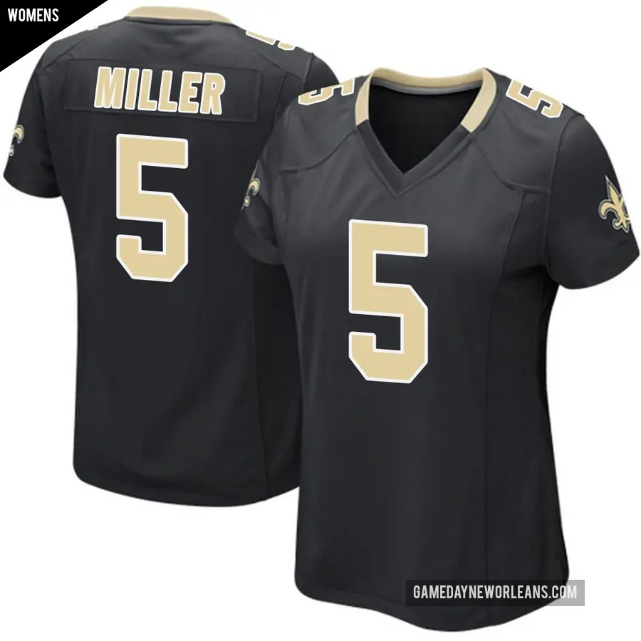 Women's New Orleans Saints ＃5 Kendre Miller Black Game Team Color Jersey