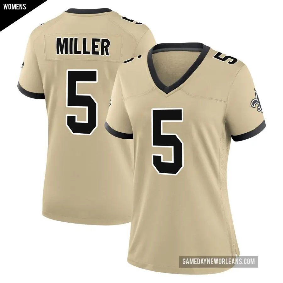 Women's New Orleans Saints ＃5 Kendre Miller Gold Game day s Alternate Jersey