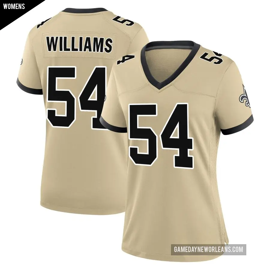 Women's New Orleans Saints ＃54 Jonah Williams Gold Game day s Alternate Jersey