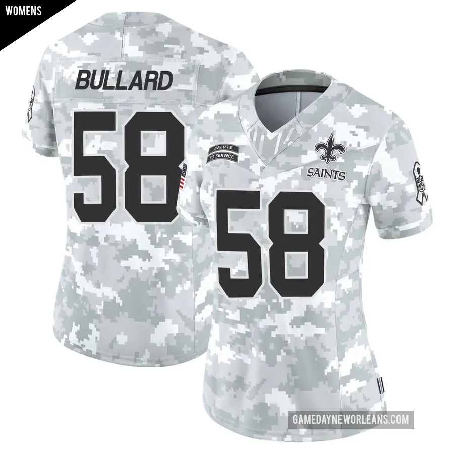 Women's New Orleans Saints ＃58 Jonathan Bullard Arctic Camo Limited 2024 Salute to Service Jersey