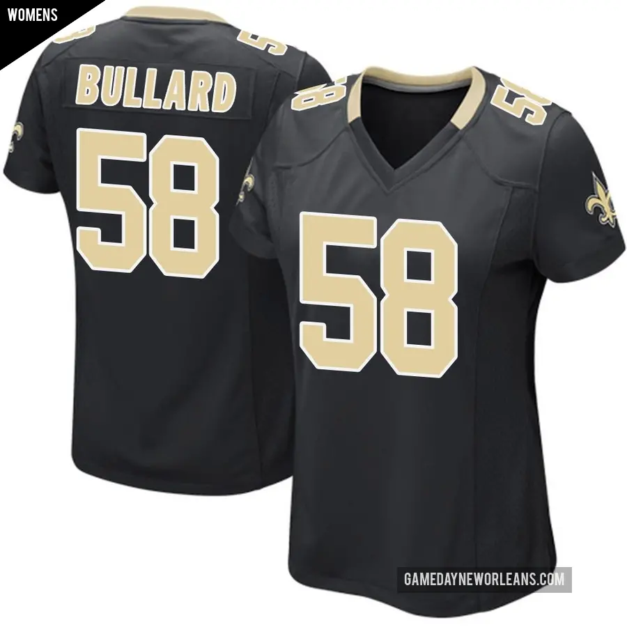 Women's New Orleans Saints ＃58 Jonathan Bullard Black Game Team Color Jersey