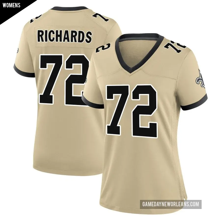 Women's New Orleans Saints ＃72 Asim Richards Gold Game day s Alternate Jersey