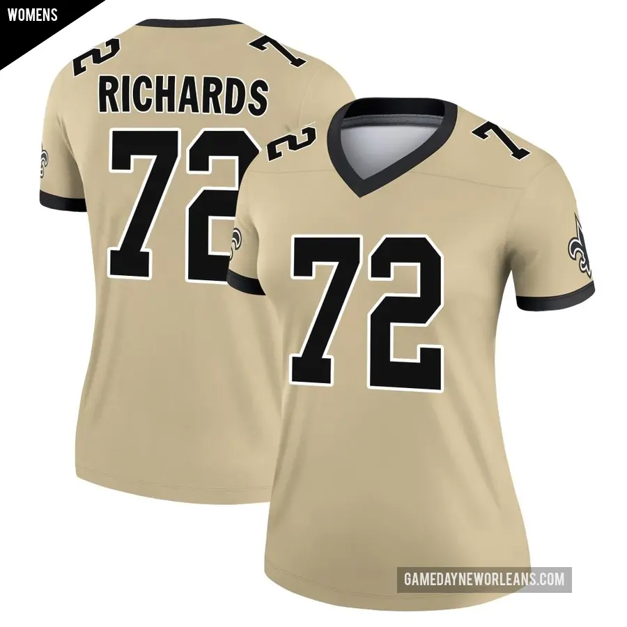 Women's New Orleans Saints ＃72 Asim Richards Gold Game Legend day s Alternate Performance Jersey
