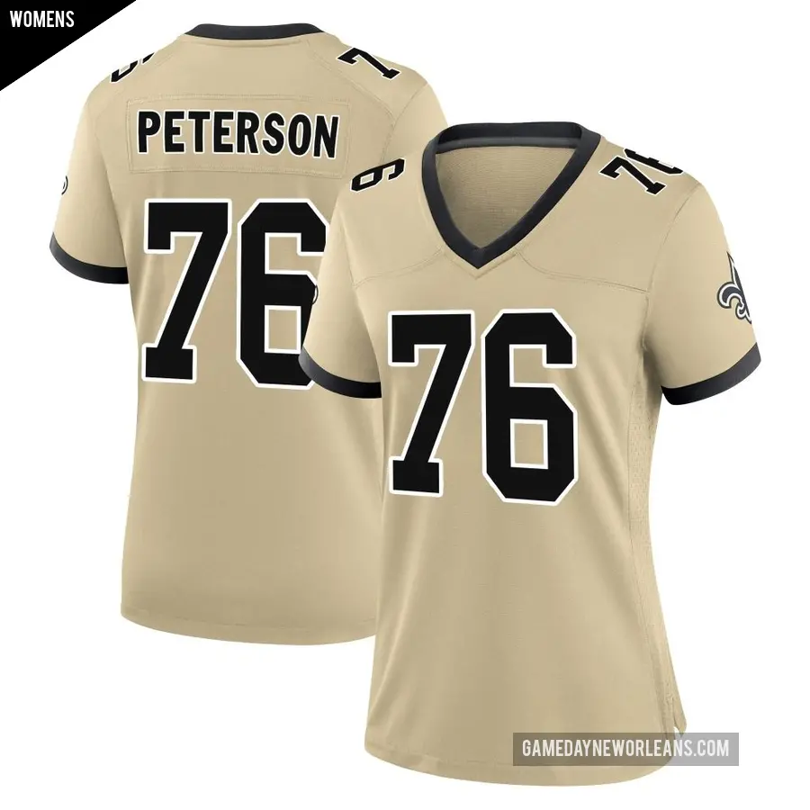 Women's New Orleans Saints ＃76 Camron Peterson Gold Game day s Alternate Jersey