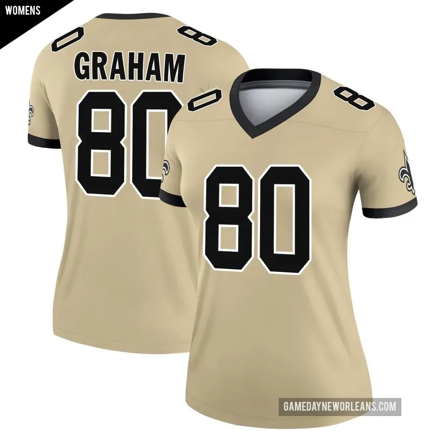 Women's New Orleans Saints ＃80 Jimmy Graham Gold Game Legend day s Alternate Performance Jersey