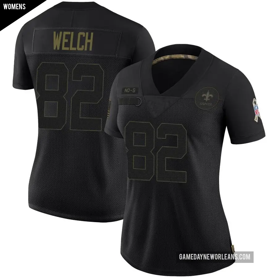 Women's New Orleans Saints ＃82 Treyton Welch Black Limited 2020 Salute To Service Jersey