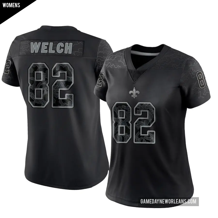 Women's New Orleans Saints ＃82 Treyton Welch Black Limited Reflective Jersey