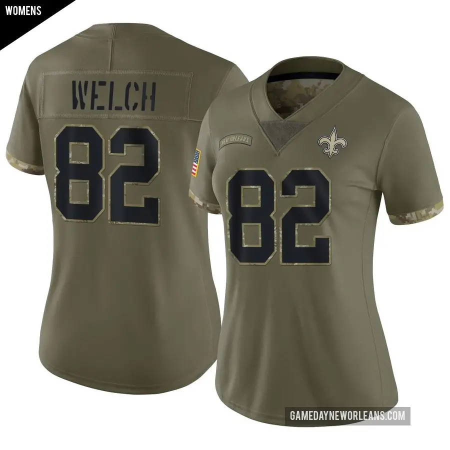 Women's New Orleans Saints ＃82 Treyton Welch Olive Limited 2022 Salute To Service Jersey