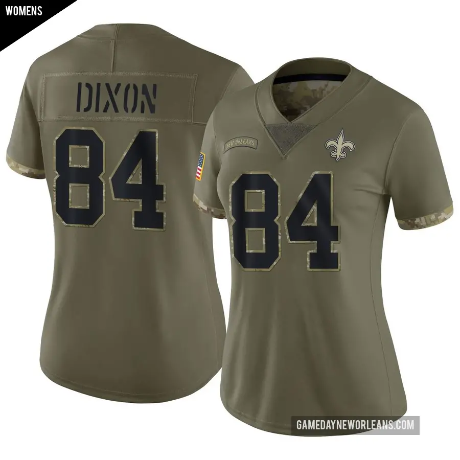 Women's New Orleans Saints ＃84 Dai'Jean Dixon Olive Limited 2022 Salute To Service Jersey