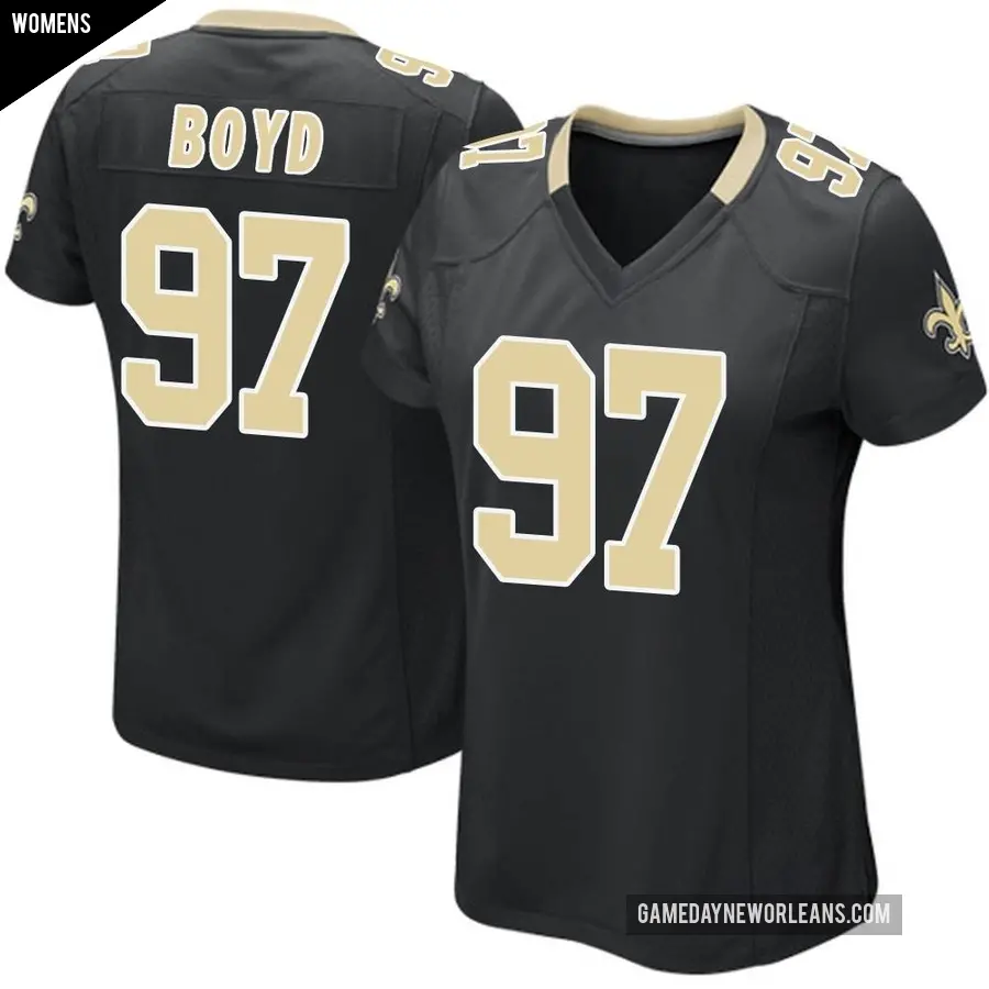 Women's New Orleans Saints ＃97 Khristian Boyd Black Game Team Color Jersey