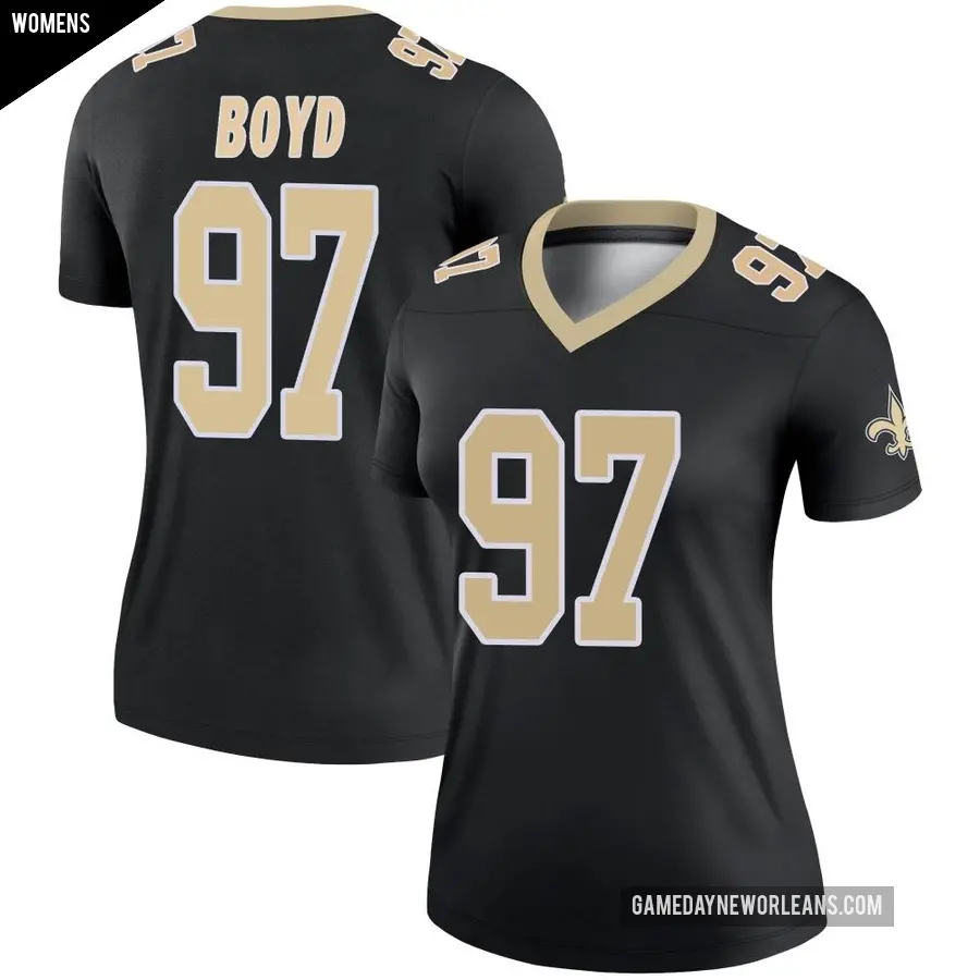 Women's New Orleans Saints ＃97 Khristian Boyd Black Legend Jersey