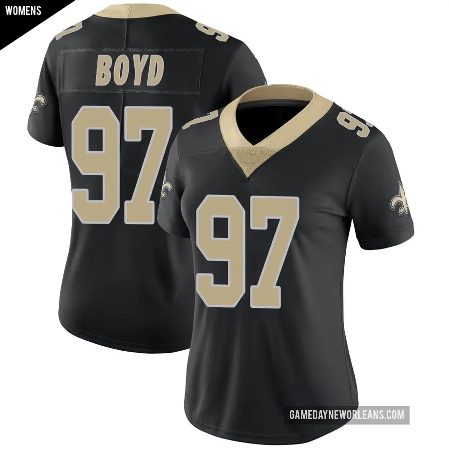 Women's New Orleans Saints ＃97 Khristian Boyd Black Limited Team Color Vapor Untouchable Jersey