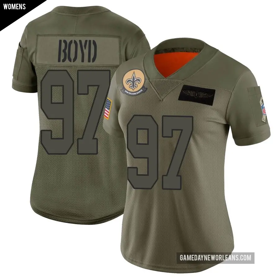 Women's New Orleans Saints ＃97 Khristian Boyd Camo Limited 2019 Salute to Service Jersey