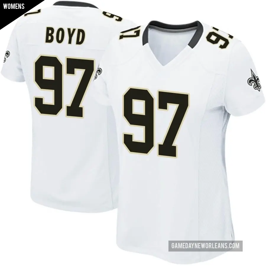 Women's New Orleans Saints ＃97 Khristian Boyd White Game Jersey
