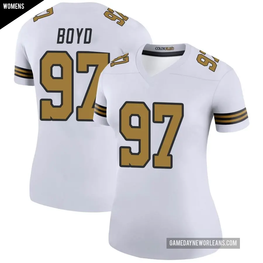 Women's New Orleans Saints ＃97 Khristian Boyd White Legend Color Rush Jersey