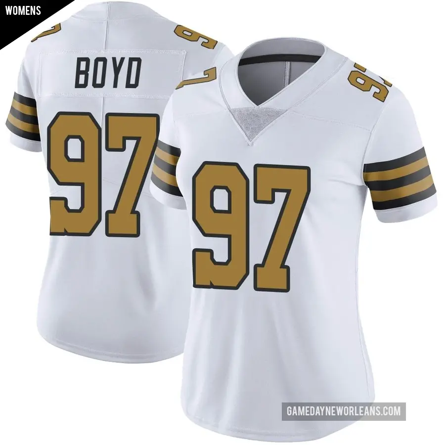 Women's New Orleans Saints ＃97 Khristian Boyd White Limited Color Rush Jersey