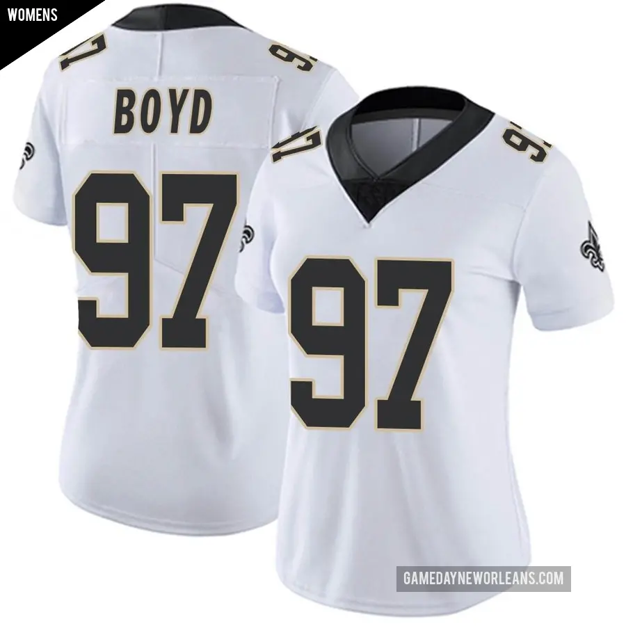 Women's New Orleans Saints ＃97 Khristian Boyd White Limited Vapor Untouchable Jersey