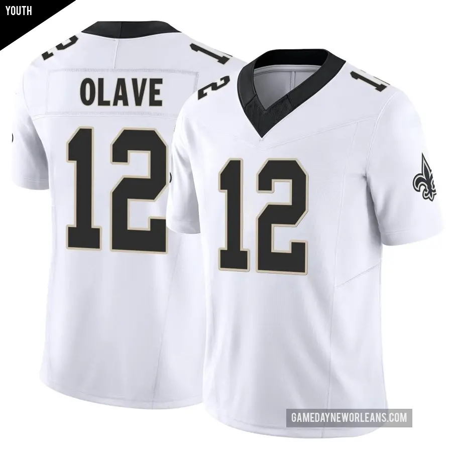 Youth New Orleans Saints ＃12 Chris Olave White Limited Vapor F.U.S.E. Jersey
