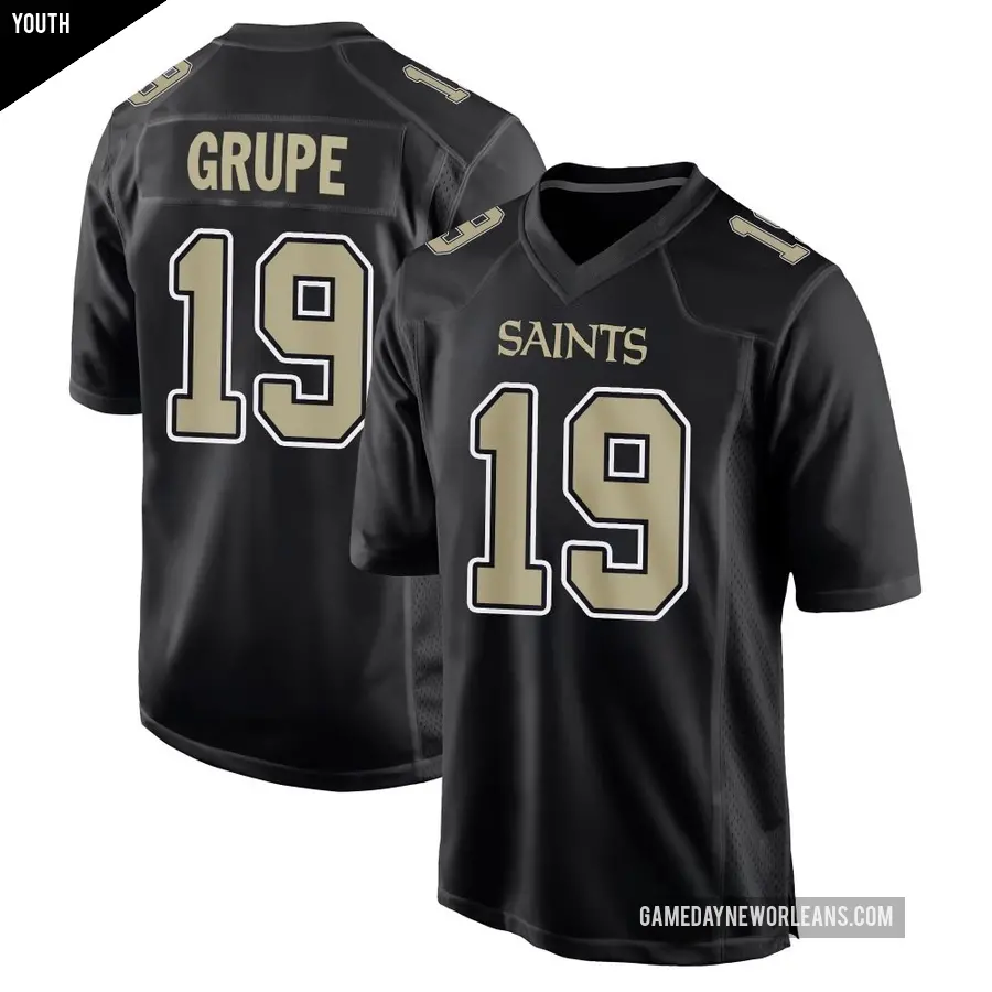 Youth New Orleans Saints ＃19 Blake Grupe Black Game Carbon Fashion Jersey