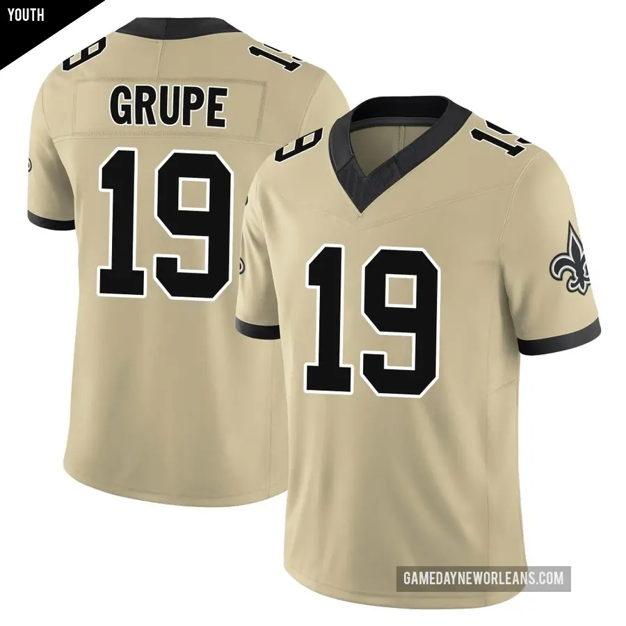 Youth New Orleans Saints ＃19 Blake Grupe Gold Limited Alternate Gameday s Alternate Vapor F.U.S.E. Jersey