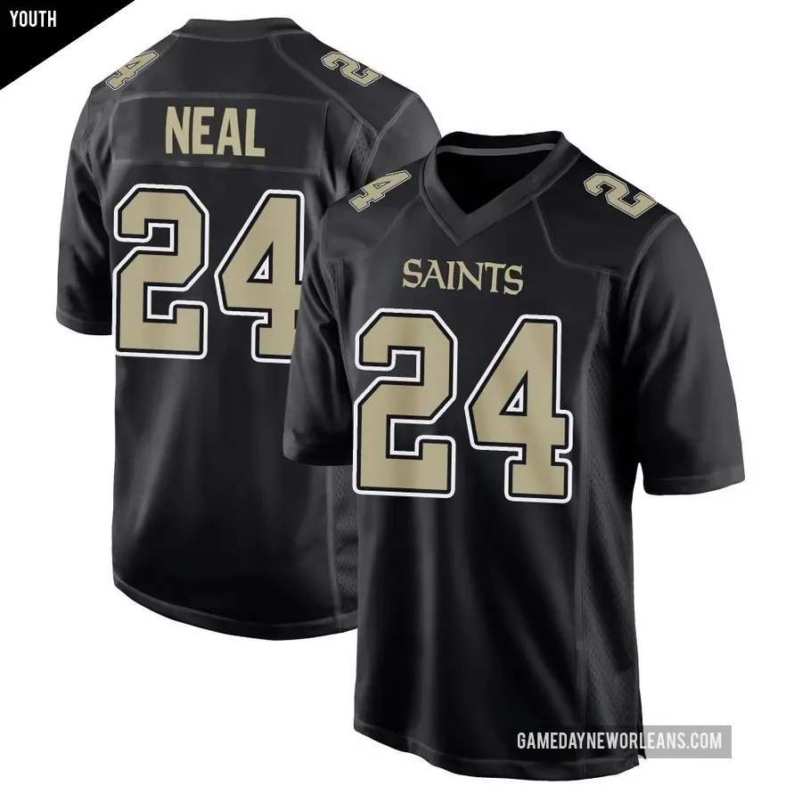 Youth New Orleans Saints ＃24 Devin Neal Black Game Carbon Fashion Jersey