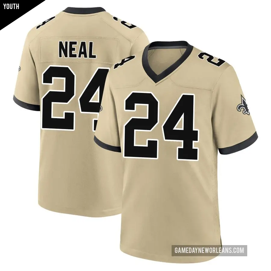 Youth New Orleans Saints ＃24 Devin Neal Gold Game day s Alternate Jersey