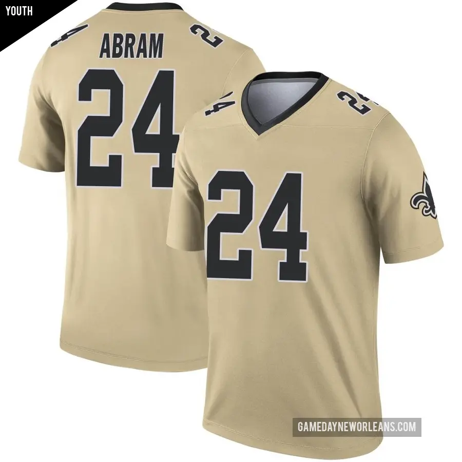 Youth New Orleans Saints ＃24 Johnathan Abram Gold Legend Inverted Jersey