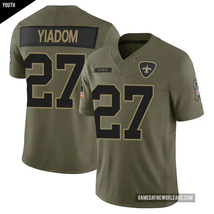 Youth New Orleans Saints ＃27 Isaac Yiadom Olive Limited 2025 Salute to Service Jersey
